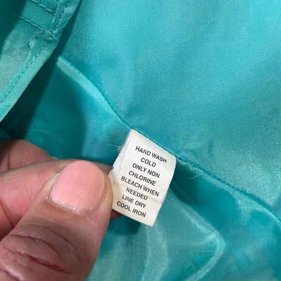 Gap Silk Halter Slip Mini Dress Vintage Y2k Size 8 Aqua Blue Green Paisley - Picture 15 of 15